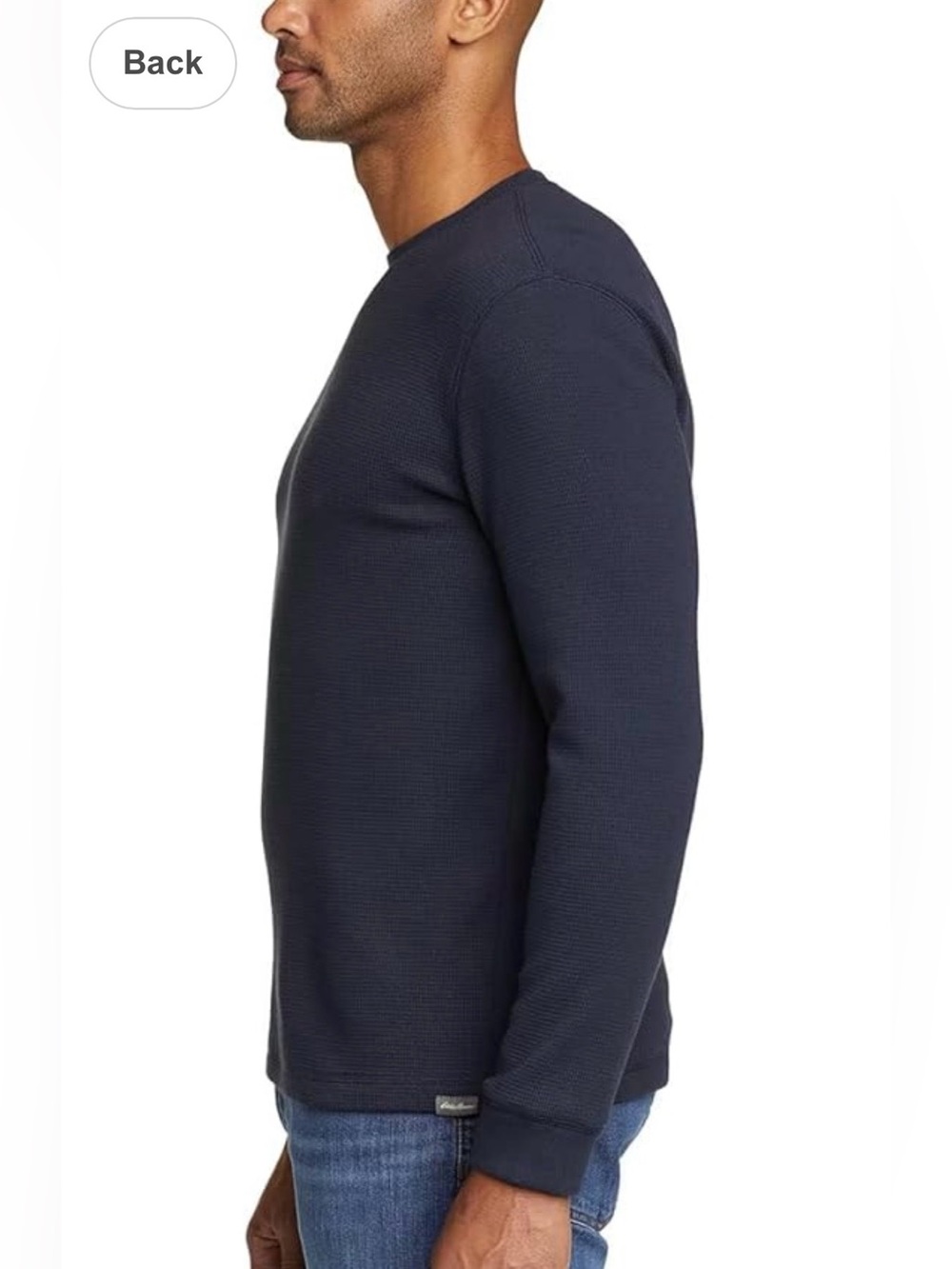 Eddie Bauer Men's Waffle Knit Crew Neck Pullover Sweatshirt Blue XL - Picture 9 of 12